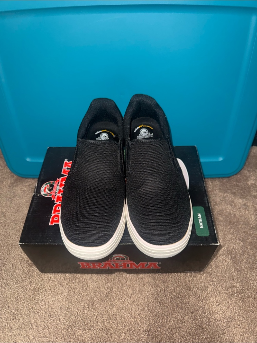 Brahma Black Slip-On Canvas Shoes with White Soles
